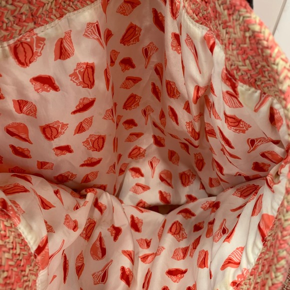 Vera Bradley Straw Tote Bag Beach Nautical Coral Turtle Embroidered - Picture 9 of 14